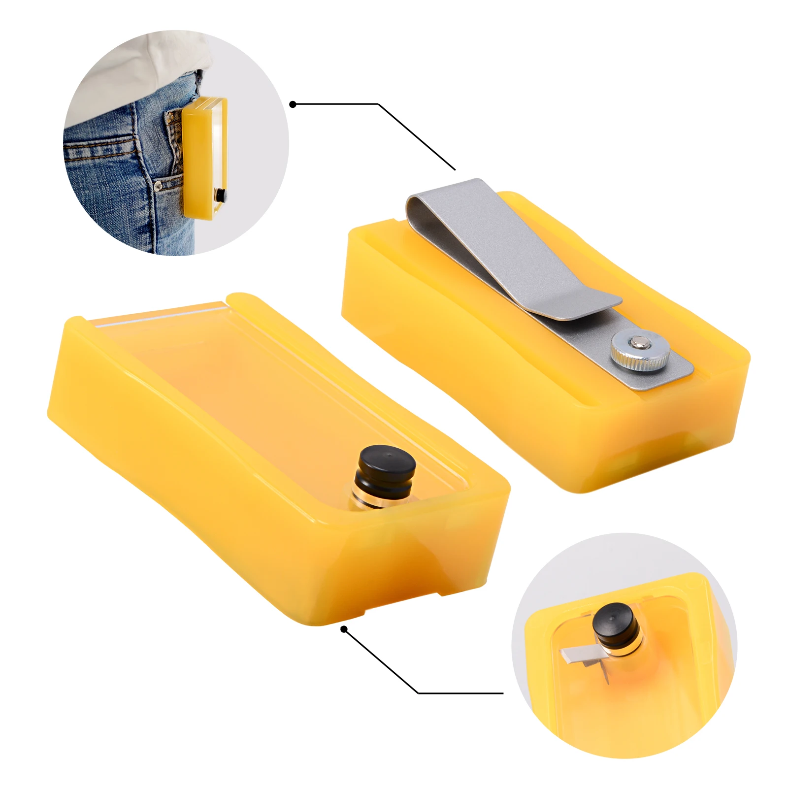 FOSHIO Plastic/Aluminum Alloy Disposed Knife Blade Snap-Off Box Container Magnetic Utility Knife Cutter Waste Blade Storage Case utility cutter knife