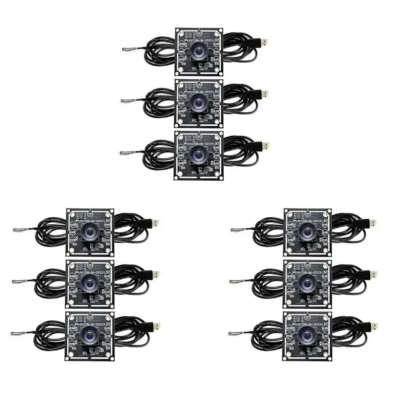 -[A51I 디지털]9PCS 100도 카메라 모듈 1MP OV9732 1280X720 USB 프리 드라이버 수동 초점, Winxp/7/8/1용 3미터 케이블 포함