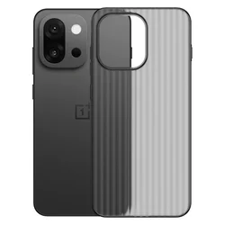 Premium Non - Yellowing Anti - Fingerprint Anti - Slip Corrugated Back Cover Case for OnePlus 15T (Transparent Black)