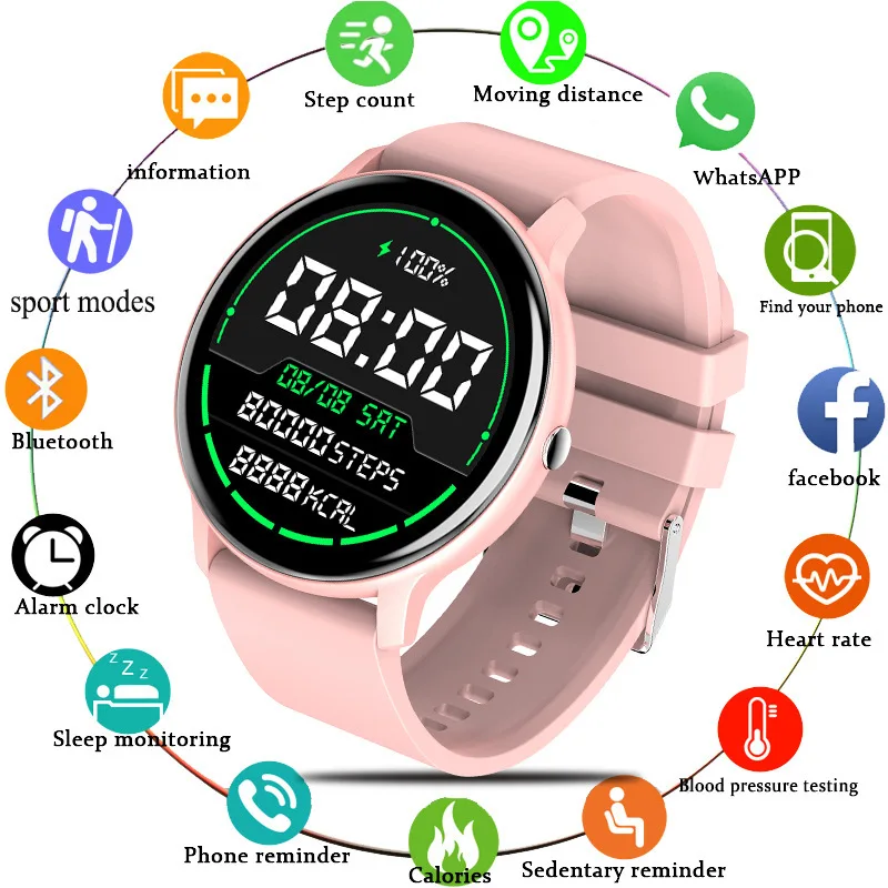Smartwatch ZL02D Donna Uomo Regalo Sport Fitness Orologio con Monitoraggio della Frequenza Cardiaca Impermeabile per IOS Android