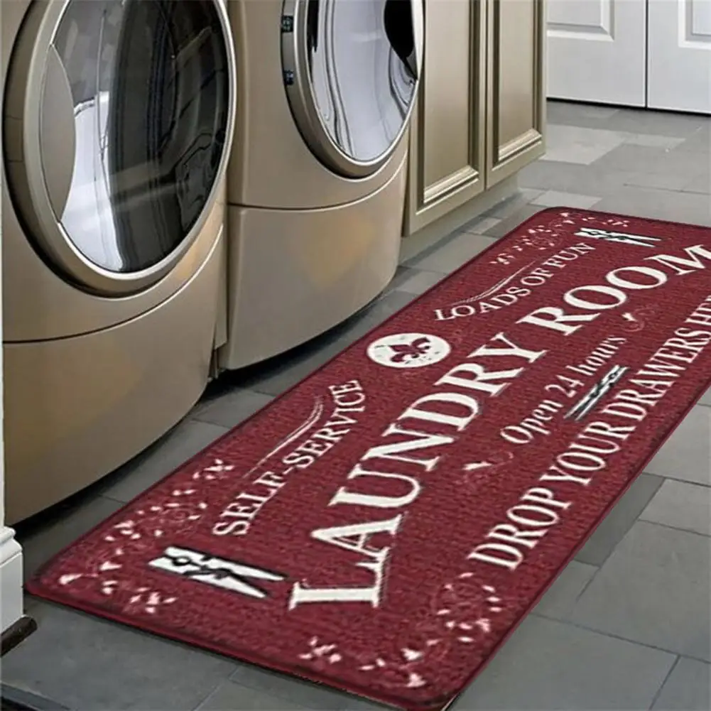 

Durable Anti-slip Rug Letter Printed Water Absorbent Floor Mat for Laundry Room Bathroom Non-slip Stain Resistant for Washbasin