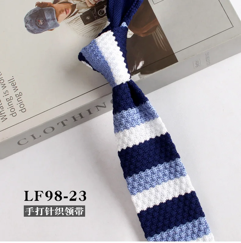 New Trendy British Casual Knitted Ties For Men Narrow Flat 6cm Width Striped Neckties College Boys Shirt Accessories Suit Cravat