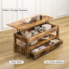 Lift Top Coffee Table with 2 drawers,Wooden Convertible Coffee Table with Storage for Living Room,center Table,Brown,42" 5