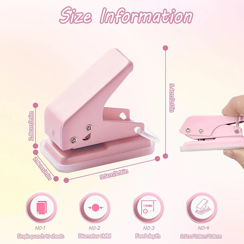 미니 홀 펀치 1홀 귀여운 종이 펀치 휴대용 원형 홀 펀처 종이 커터 카와이 사무실 학교 용품 문구류