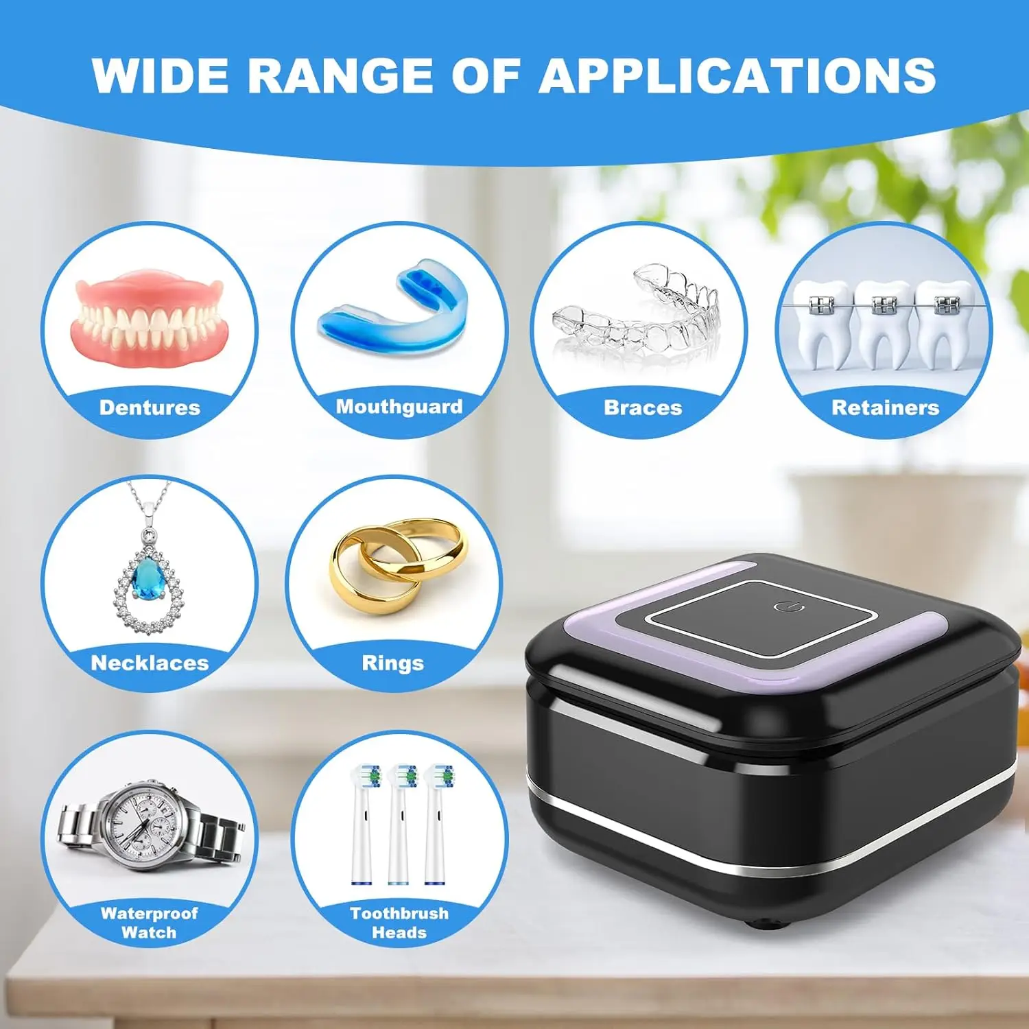 2026 New Mini Portable Ultrasonic Tooth Tray Cleaner Ultraviolet Invisalign Dentures Cleaner ... 5