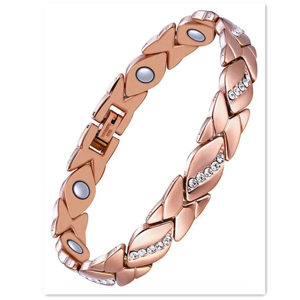 Magnetic Therapy Arthritis Pain Relief Bracelets for Women Magnetic Steel Titanium Health Bracelet with Crystal Fashion Jewelry