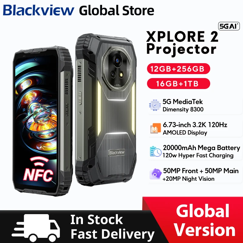 Blackview XPLORE 2 Projector 5G AI RuggedPhone MediaTek Dimensity