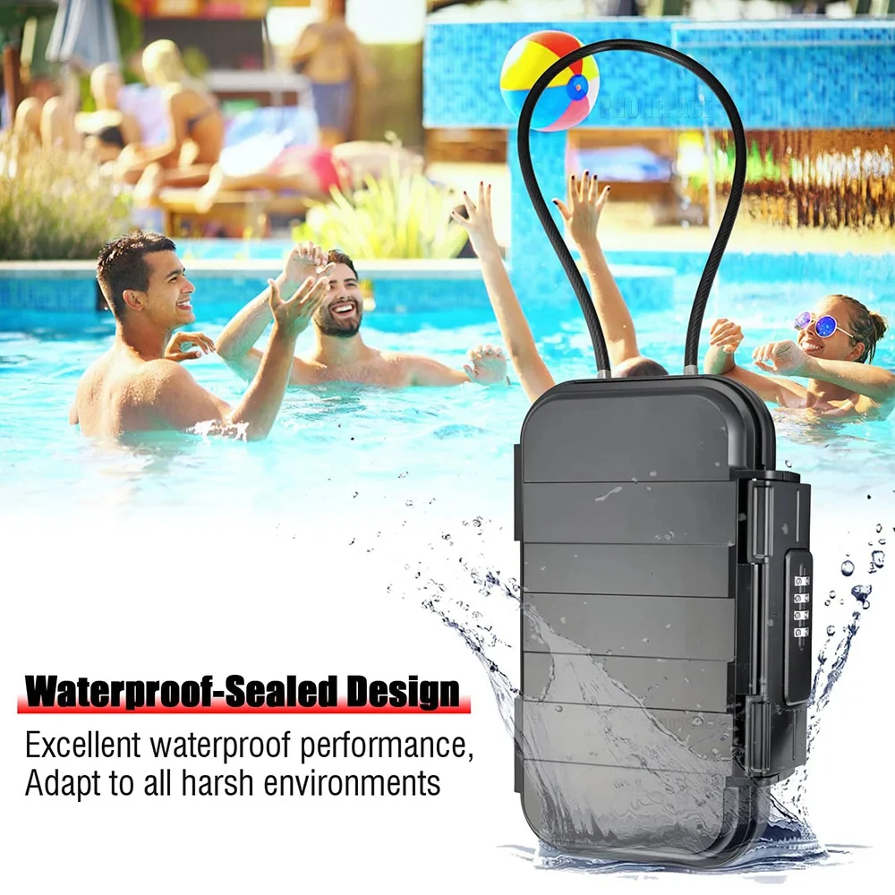 Key Lock Box Portable Safe Travel Large Capacity Security Code Waterproof Removable Cable Handle