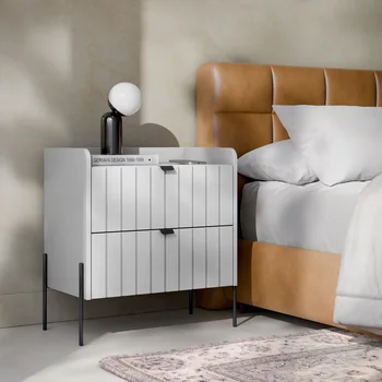 mesa de cabeceira branca em madeira mdf moriah 60cm pés de ferro preta