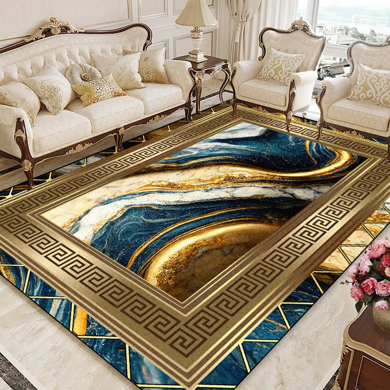 Luxury Golden Marble Abstract Carpets Living Room Decoration European Style Rug Home Sofa Area Mats Room Doorway Hallway Carpet 4