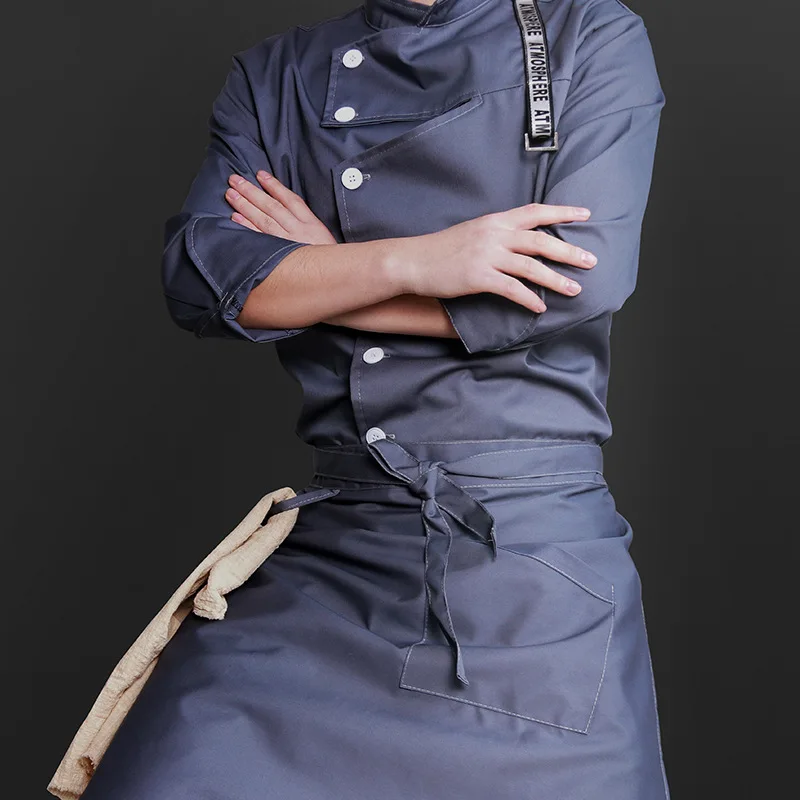 

Kitchen Aprons Chef Uniforms, Long Sleeve, Men Women Chef Workwear, Seven-Quarter Sleeve Chef Work Apron for Grill Restaurant