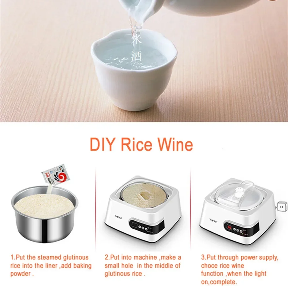 Home Yogurt Machine 1300ML Constant Temperature Heating Fermented Yogurt Machine Multifunctional Stainless Steel Rice Wine Maker