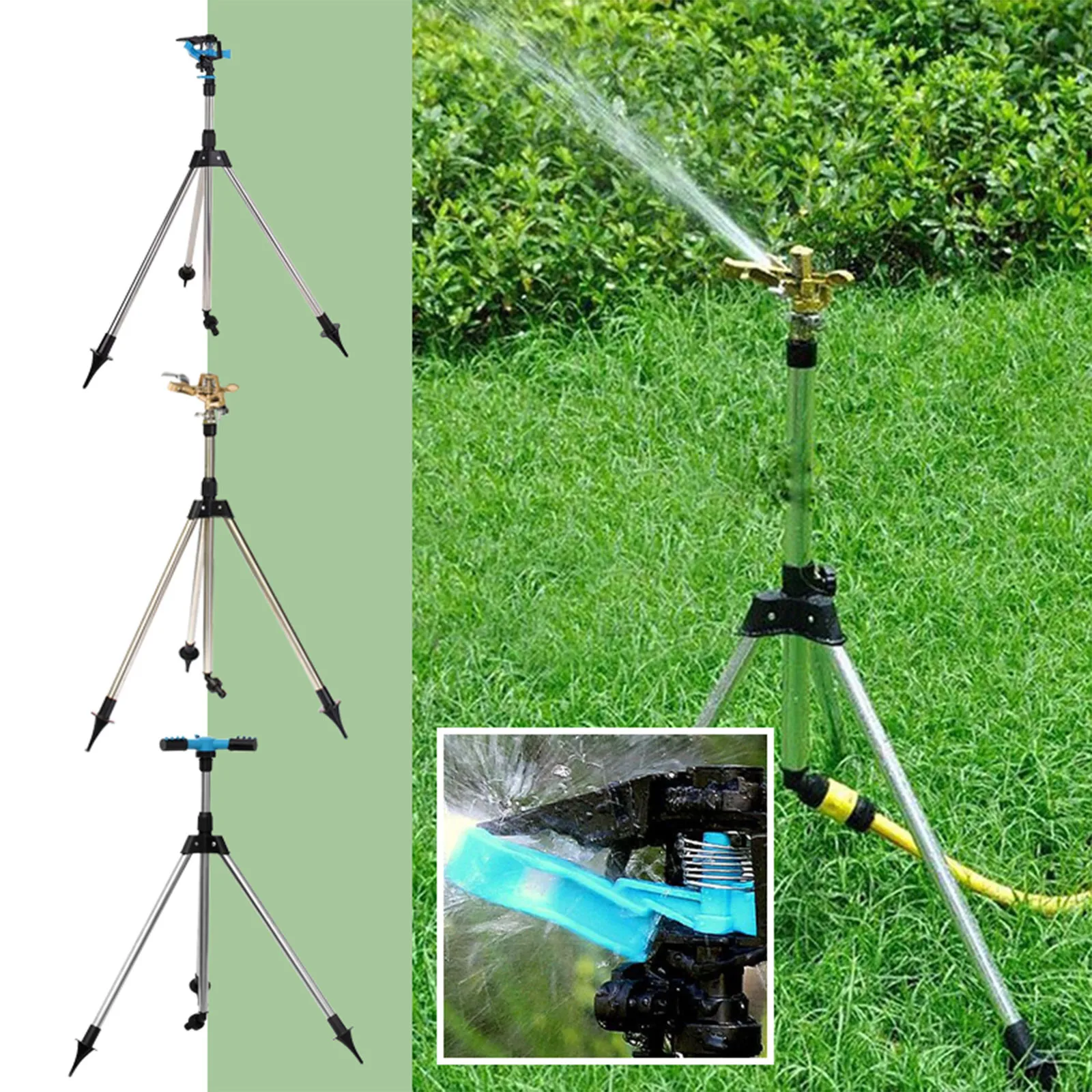Garden Automatic Rotating Sprinkler Stainless Steel Tripod Irrigation Stand 360-Degree Water Jet Garden Lawn Sprinkler Tool garden sprinkler irrigation sprinklers garden irrigation nozzle drip irrigation sprinklers garden sprayer nozzles