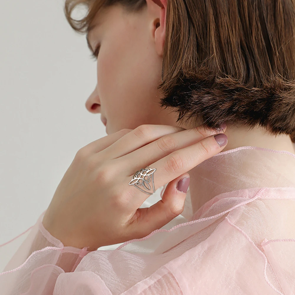Dawapara Hexenknoten-Ring für Frauen Edelstahl Celtis-Knoten-Ring Hexerei-Amulett Wicca-Schmuck Valentinstag-Geschenk – Detail 8