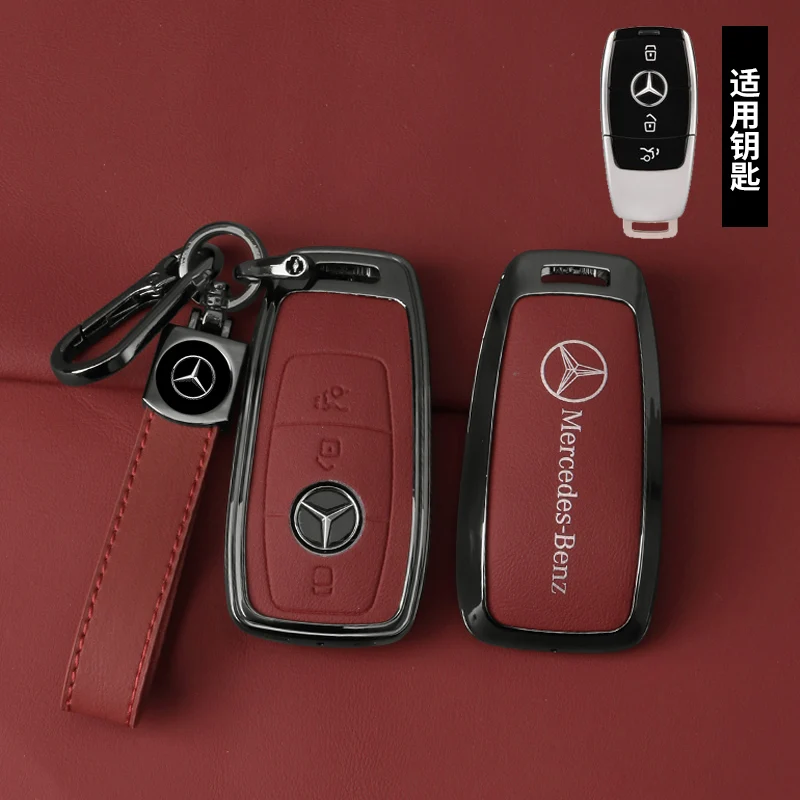 Zinc Alloy Leather Car Key Case Cover Shell Mercedes Benz AMG A C E S G Class GLC CLE CLA GLB GLS W177 W205 W213 W222 X167 key case cover key case car key shell