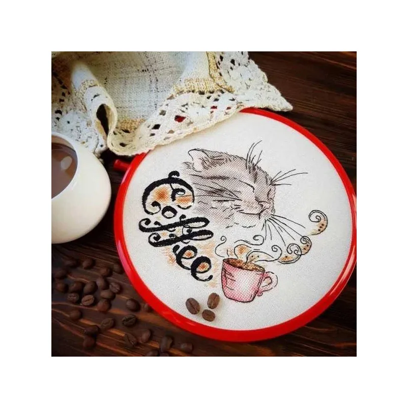 -lovely coffee cat 26-26 cross stitch kit aida fabric 18ct 14ct canvas cotton thread embroidery kits DIY craft set