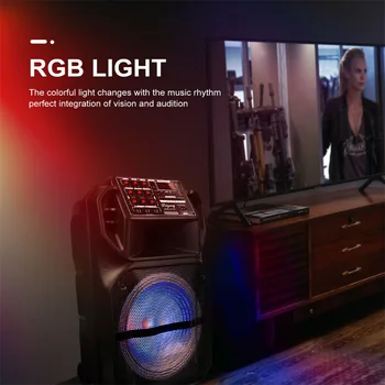 9000W Portable Bluetooth Speaker 15” Subwoofer Heavy Bass Party System AUX & Mic Led Light Loud High Quality karaoke Speaker 4