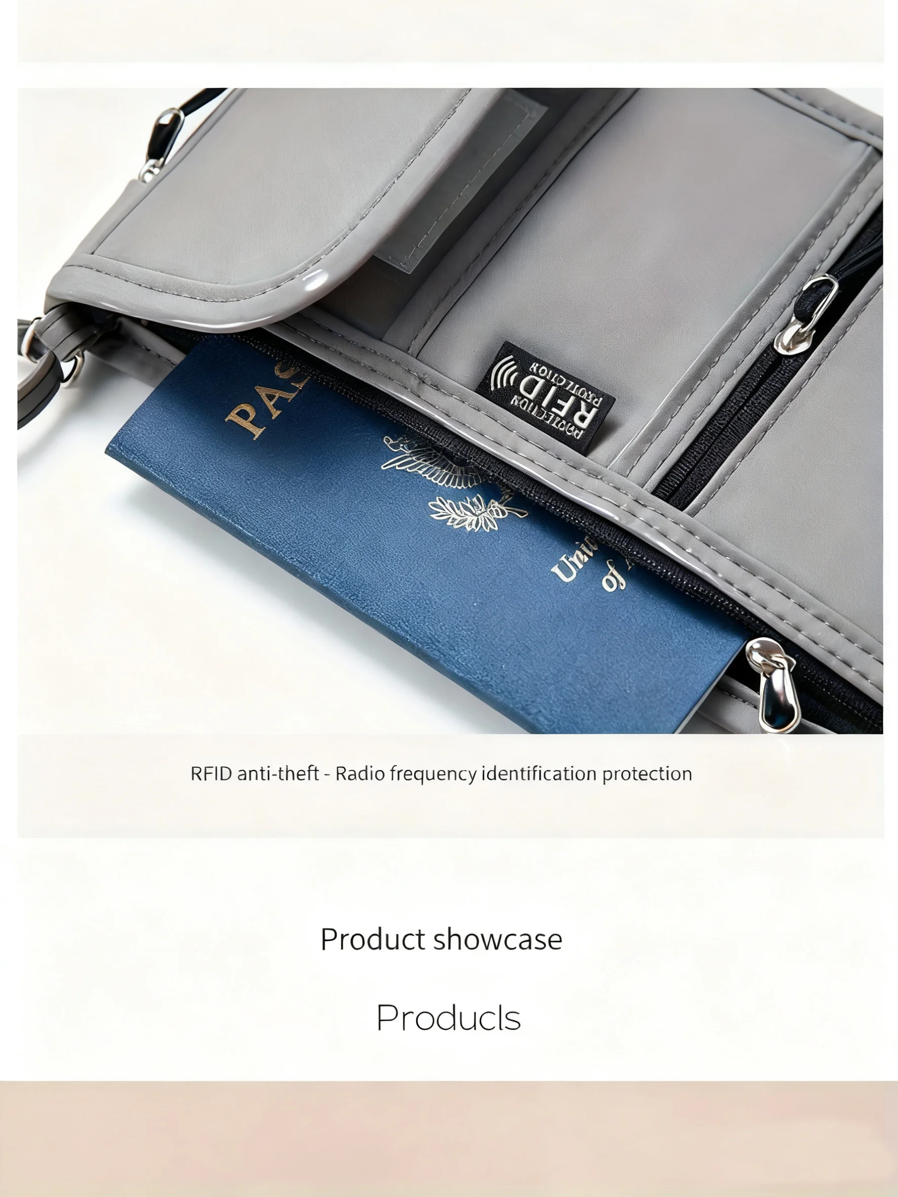 Persönliche Hals-Geldbörse, RFID-blockierender Reisepasshalter, versteckte Halstasche, superleichter Organizer mit verstellbarem Riemen – Detail 15