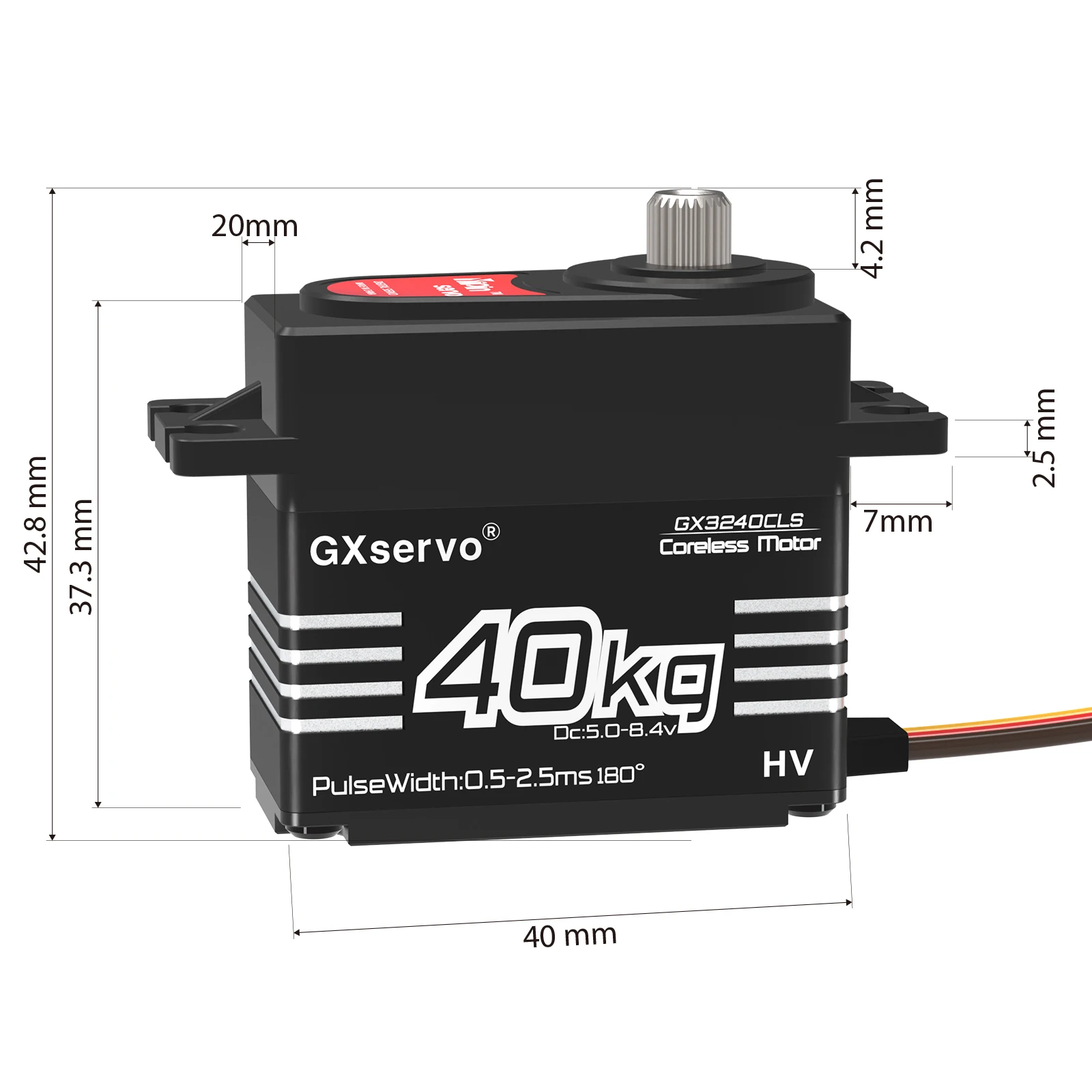 Servomoteur numérique RC étanche 40KG de couple sans noyau 180° - Lot de 1 ou 2, comparé à une règle pour l'échelle.