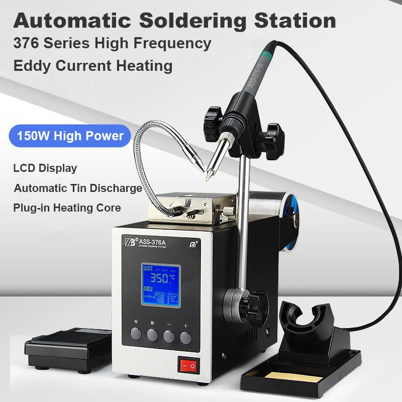 ASS-376A 150W Full Automatic Soldering Machine Mobile Repair Tools Digital Display Automatic Tin Feeding Soldering Machine