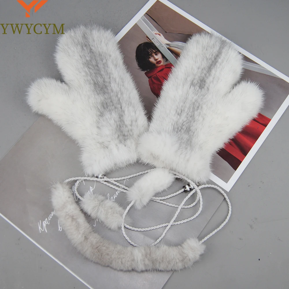 Winter Gloves Women 100% Real Mink Fur Knitted Mittens Winter Warm Lady Real Mink Fur Fashion Lady Gloves Handmade Knit Mitten