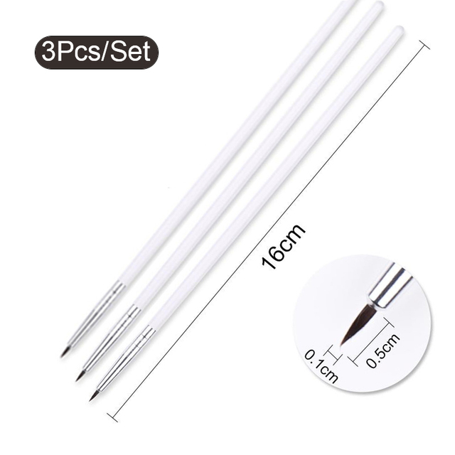Acrylic French Stripe Nail Art Liner Brush Set 3D Tips Manicuring Ultra-thin Line Drawing Pen UV Gel Brushes Painting Tools