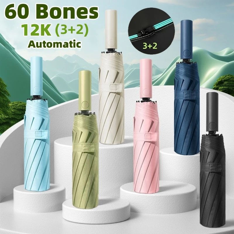 60 Bones Automatic UV Umbrella Strong Windproof Folding Sun Umbrellas sunshade UV Protection Rain Umbrella Outdoor parasol 우산 folding umbrella,automatic umbrella,sun umbrella,automatic sun umbrella