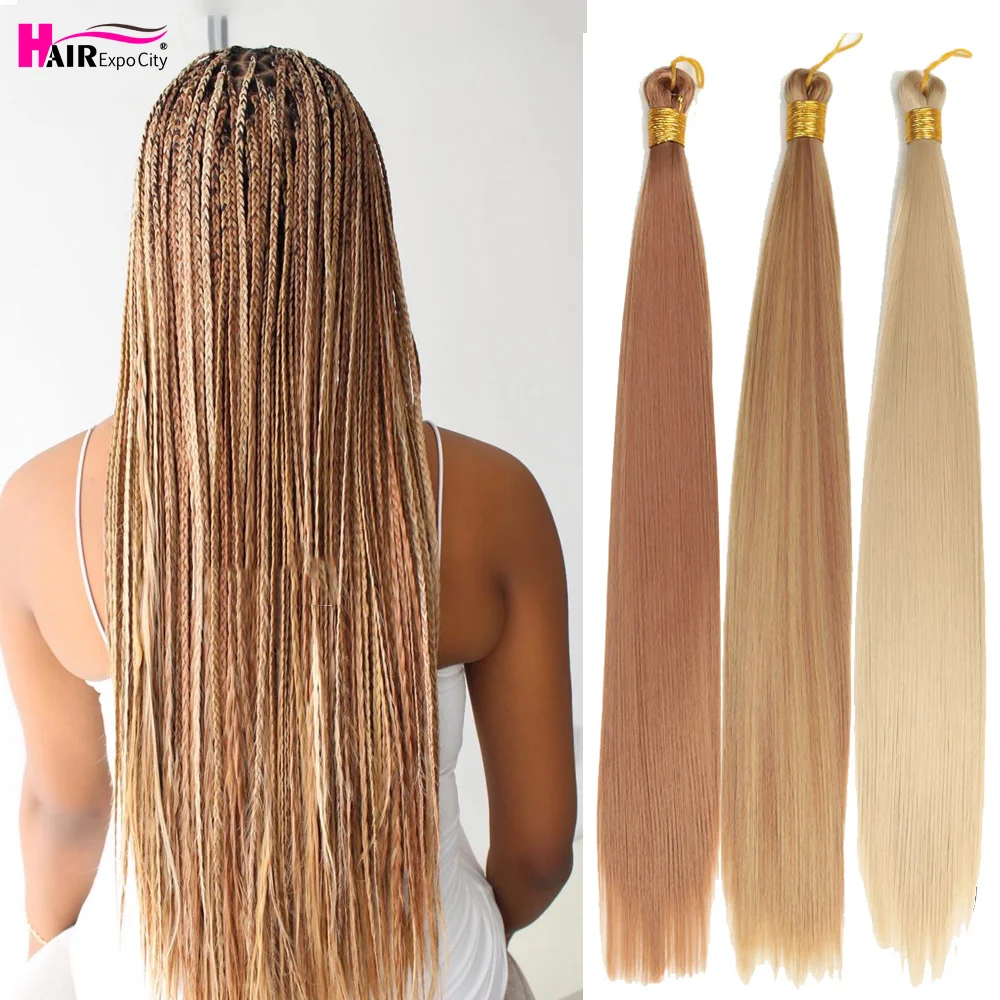 Long Straight Bulk Hair 22inch Synthetic Natural Hair For Braids 613 Brown Blonde Fake Bone Straight Braiding Hair Extensions 18 inch bulk human hair blonde mix curly no weft double drawn wholesale burmese boho braids human hair extensions 10 style