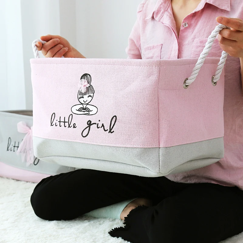 Baby Toys Storage Basket Gift Basket Foldable Canvas Fabric Laundry Basket for Clothes Books Home Organization Room Decor 3