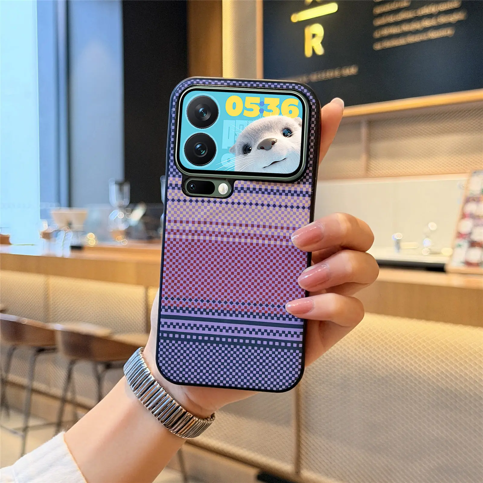 Carbon Fiber Magnetic Phone Case with Shockproof Strap, Stand, and Slim Wireless Charging Compatibility