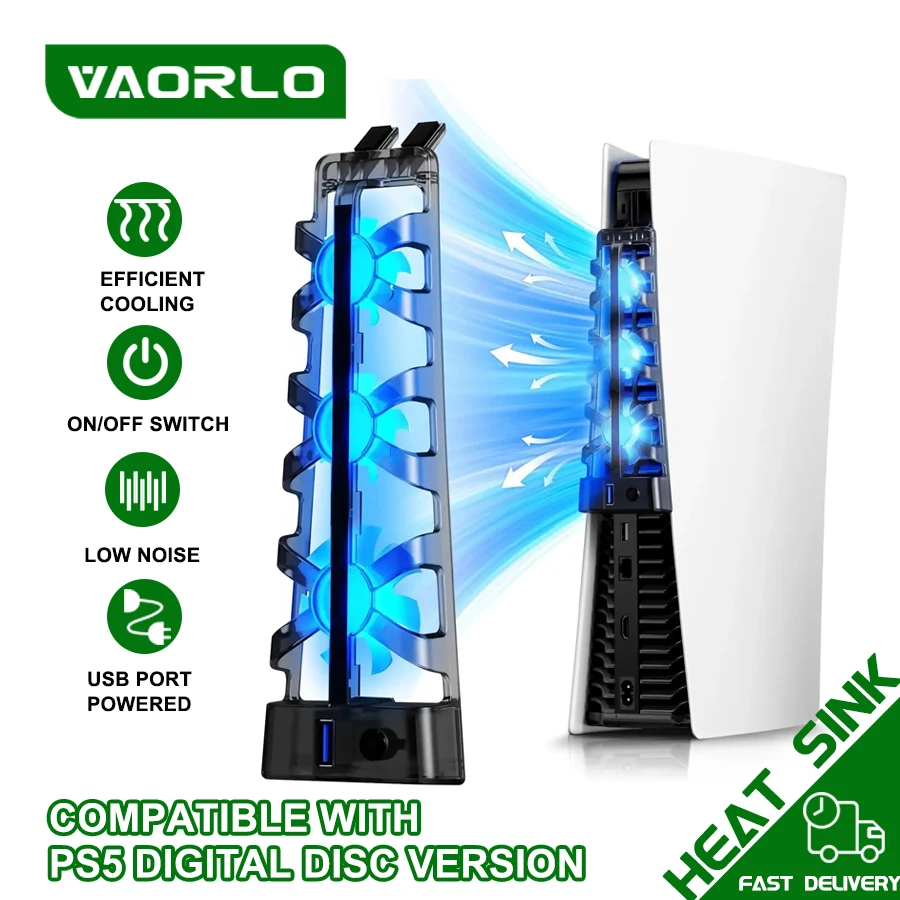 Cooling Fan with LED Light For PS5 Both Disc/Digital Editions Gaming Accessorie Cooling Syst