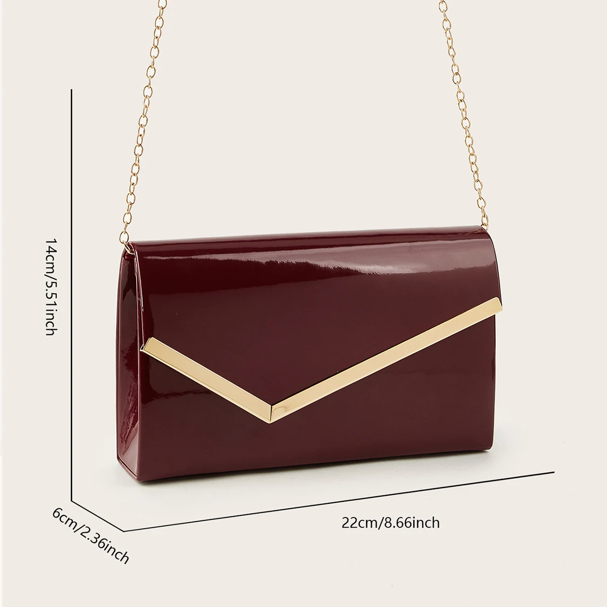 Borsa da sera da donna, pochette versatile di lusso leggero, borsa da sera in pelle sintetica PU tinta unita, borsa per il trucco portatile, borsa a tracolla, portafoglio, borsa a busta, con catena metallica staccabile, per ballo di fine anno, stagione delle nozze, abito da sera, borsa abbinata, borsa a tracolla portatile, borsa per il trucco, stagione delle nozze, banchetto - immagine 5