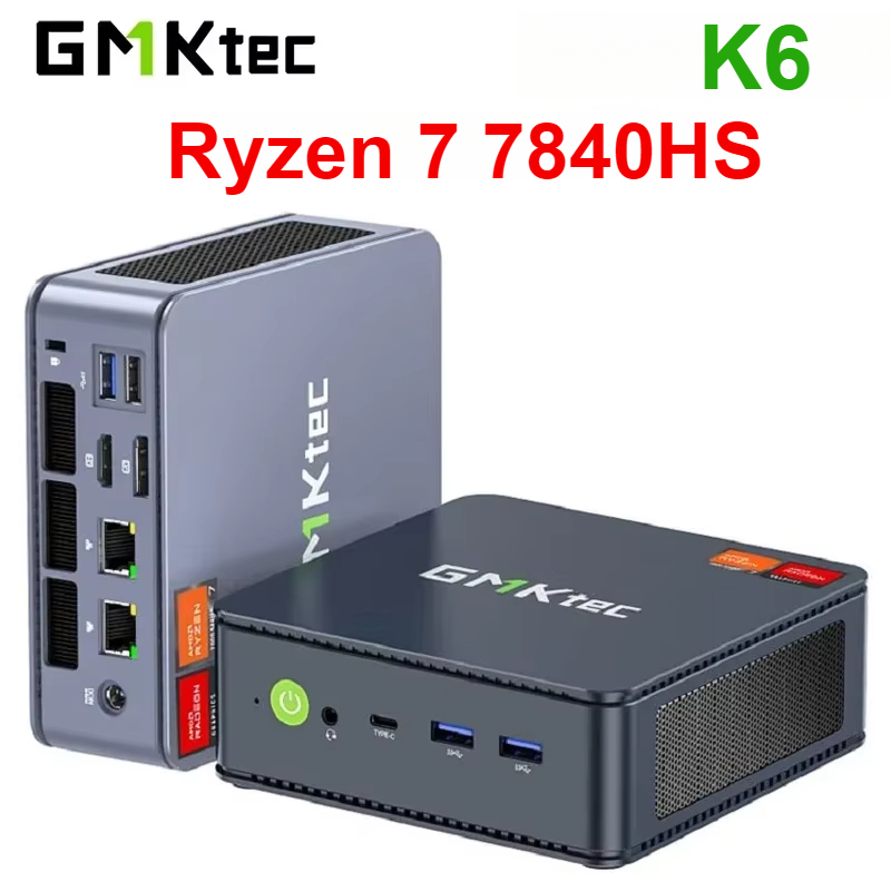 GMKtec K6 Ryzen 7 7840HS MINI PC Windows 11 Pro DDR5 PCIE SSD WIFI6 BT5.2 22.5G Lan Desktop Mini PC Gamer Computer