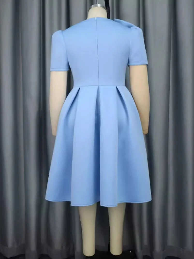 Wmstar 2025 New Women Fashionable Elegant Dress Slanting Collar Bow Tie Dress Loose Comfortable Large Skirt Hemline A Line Dress