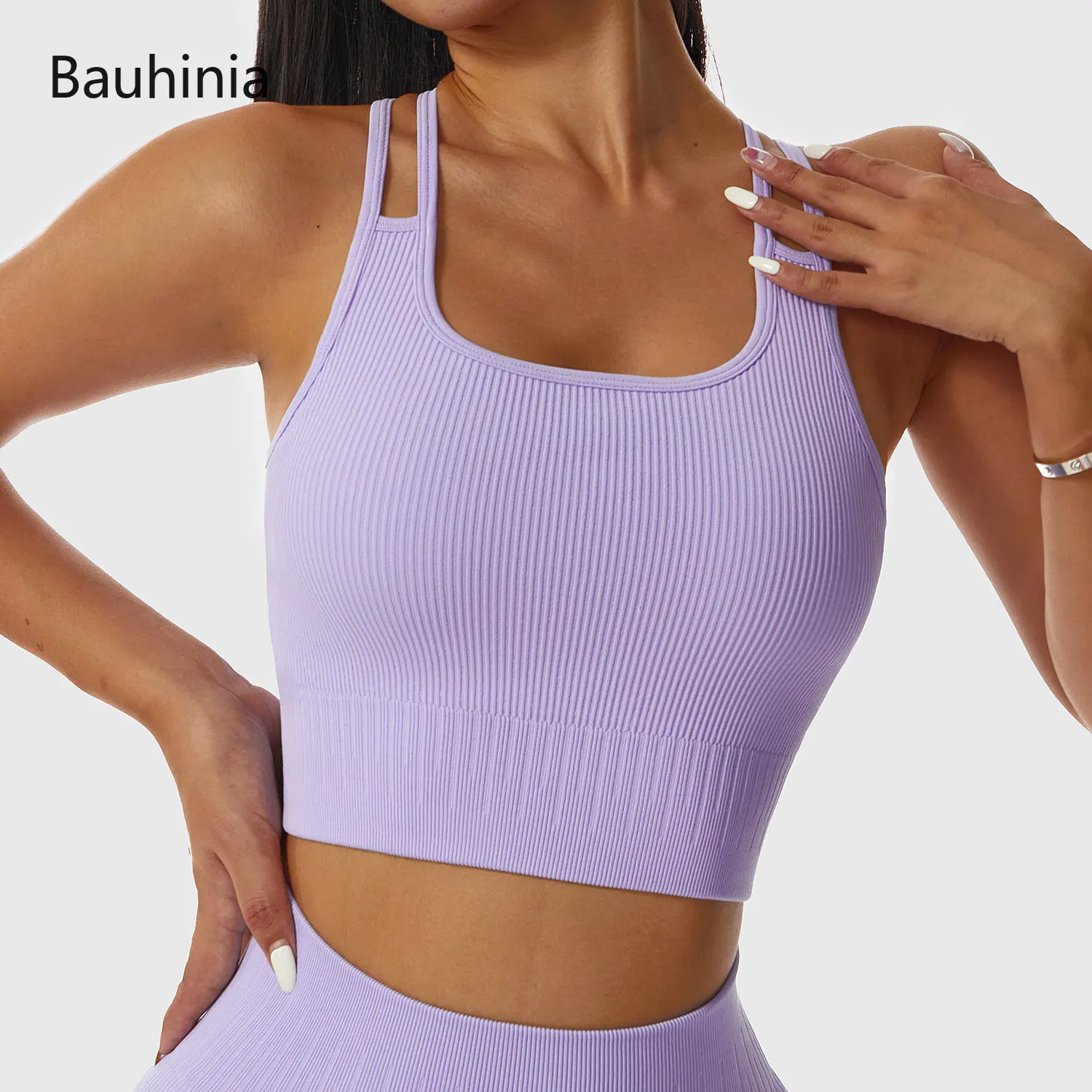Bauhinia New Cross Strap Sports Bra Women's Tight Elastic Shockproof Gym Yoga Bras Fitness Workout Bralette Crop Top