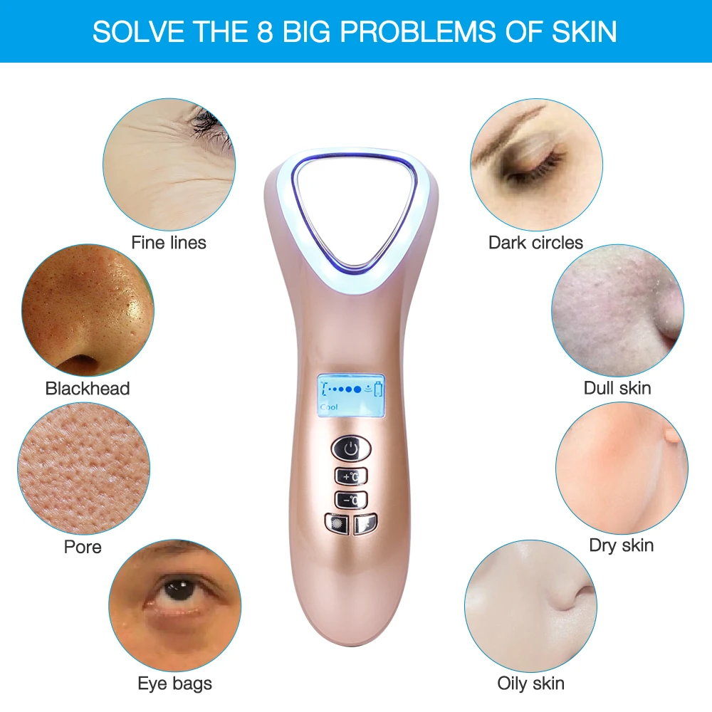 Cryotherapy Cooling Heating Vibration Massager Ice Compress Skin Cooler Hot Cold Hammer Skin Calming Eye Bags Edema Remover