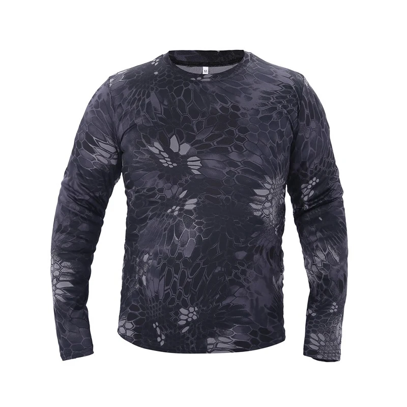 Summer Quick-Drying Shirt Men Long Sleeve O-Neck Male Shirts Lightweight Breathable Clothing Army Camouflage Pullover Shirts