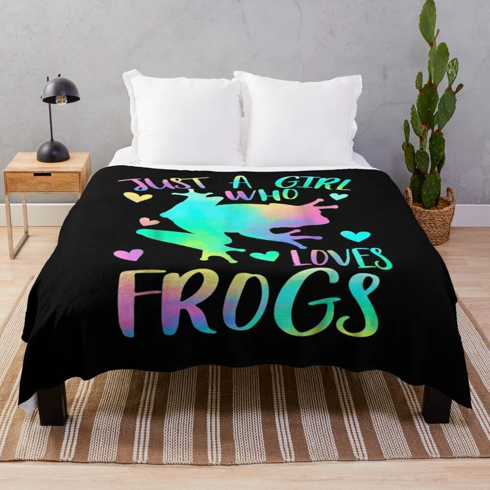 

Just a girl who loves frogs Throw Blanket Cute Blanket Custom Blankets Sleeping Bag Blanket