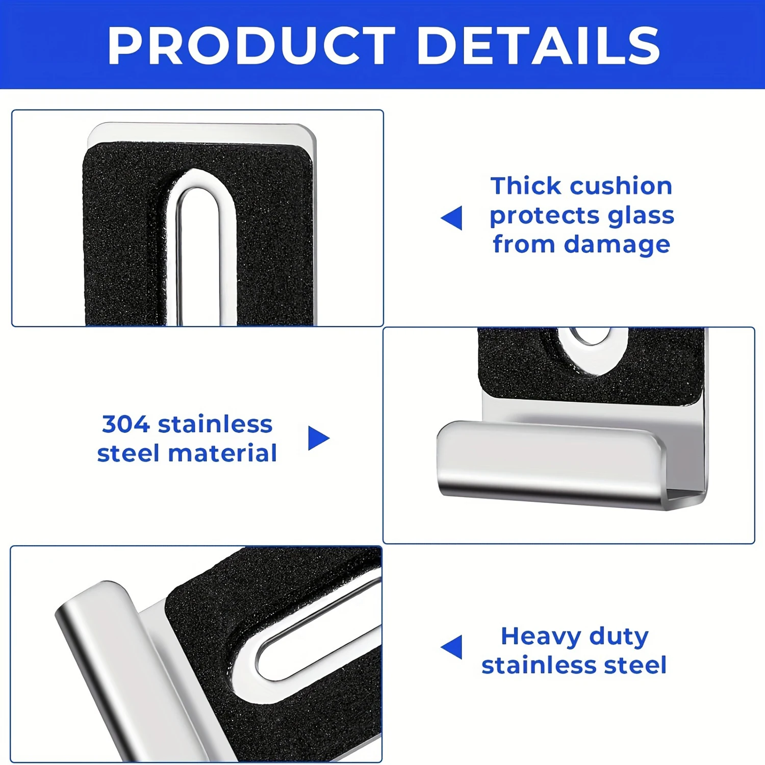 Stainless Steel Clips Mirror Fixing Kit Stainless Steel Mirror Holders for Wall Mounting Mirror Brackets Mounting Clips for Frameless Billboard 4/8Pcs