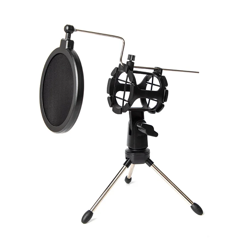 Adjustable Microphone Stand Desktop Tripod for Computer Video Recording with Mic Windscreen Filter Cover microphone stand