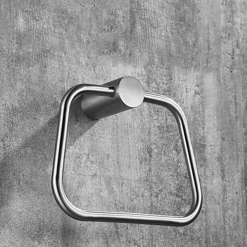 Brushed SUS 304 Stainless Steel Towel Ring Towel Bar Shelf Cloth Holder Bathroom Hardware Accessories Shelf