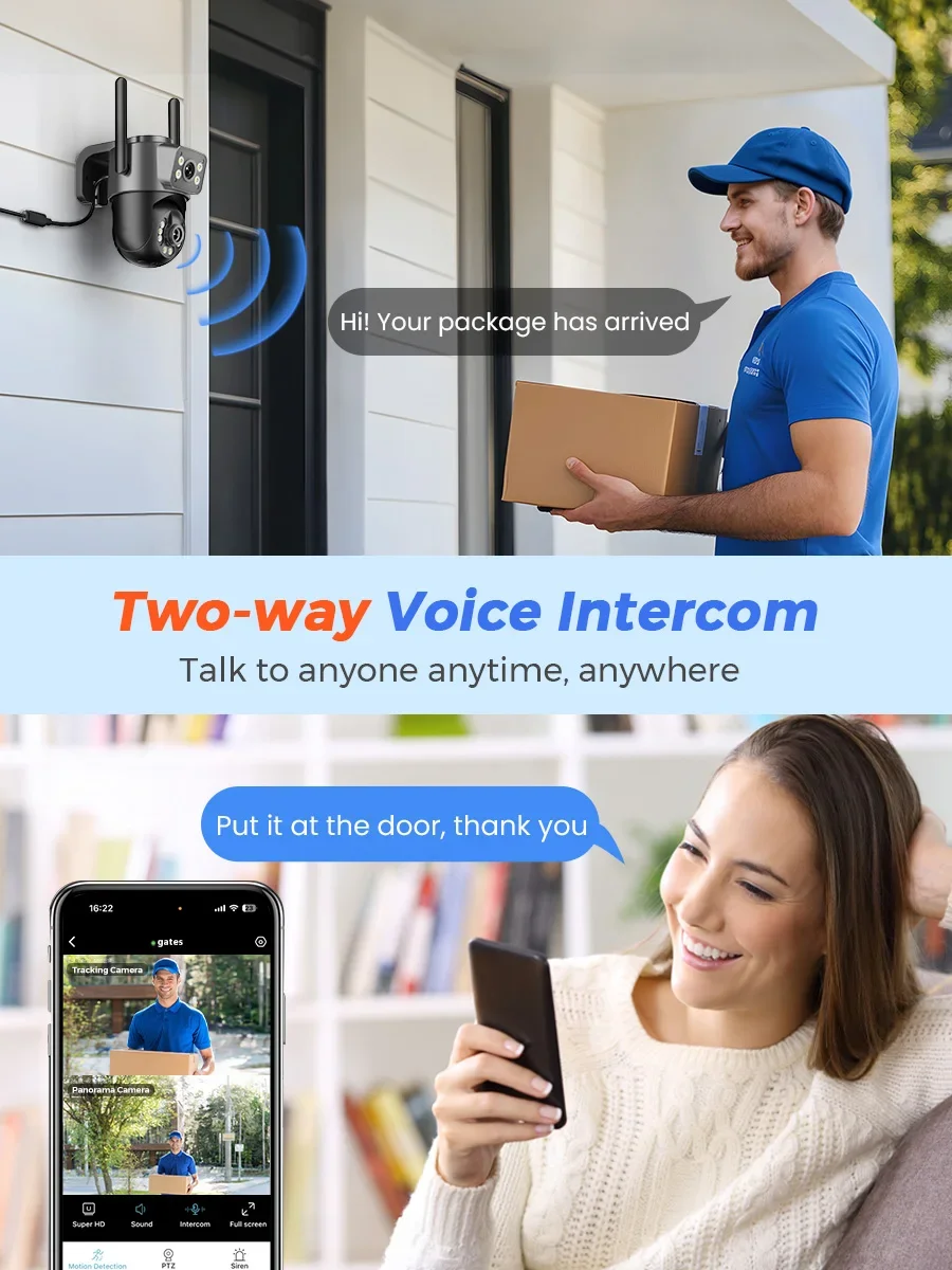 BESDER 5K 10MP PTZ Wifi Camera AI Auto Tracking 5G Dual Band Outdoor Dual Lens 8MP 4K CCTV Security IP Camera Wifi6 Cam Audio 2