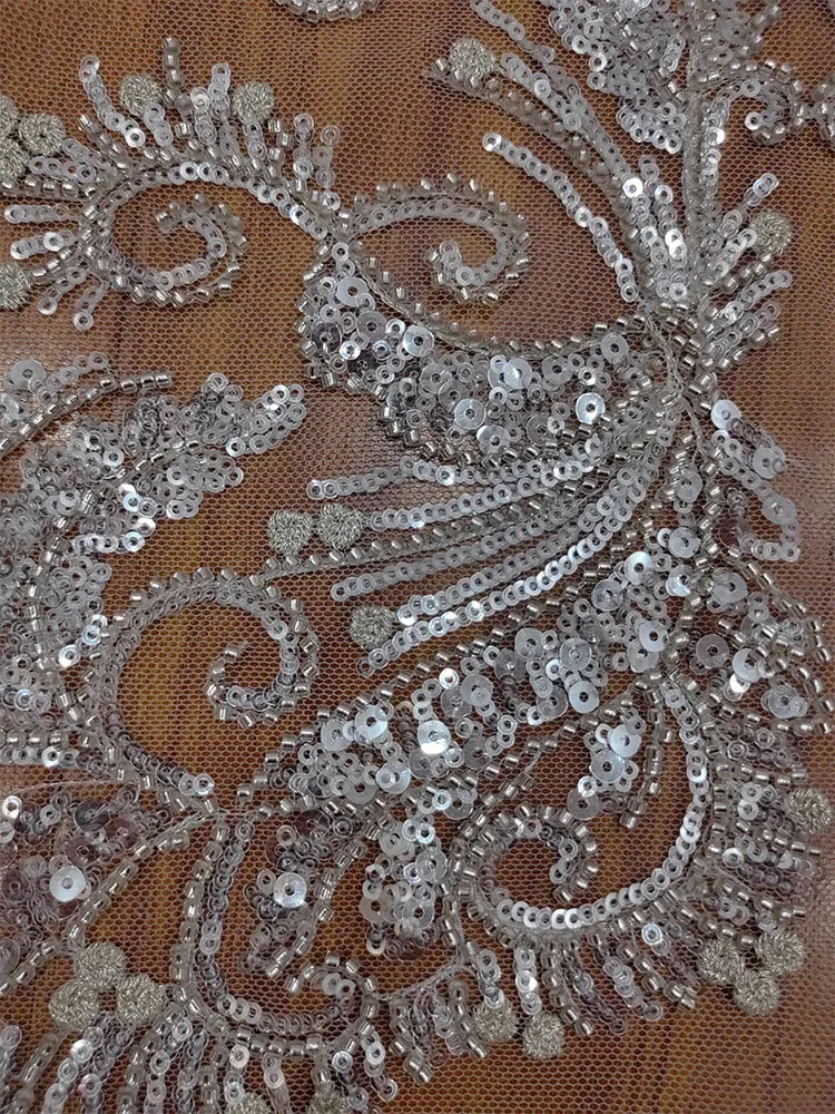 High Quality French Sequin Beads Mesh Luxury Lace Fabric for Wedding Dress Women's Evening Dress Accessories