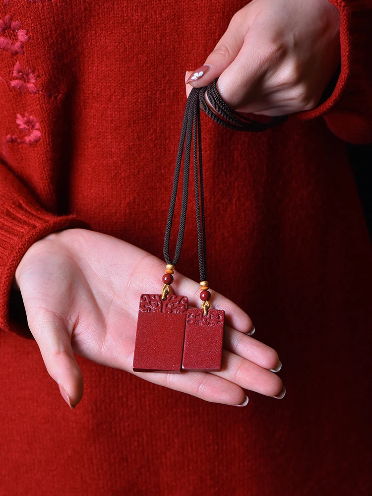 

Miniatures Classic Chinese Style Vermillion Cinnabar Natural Pendant Necklace Lucky Amulet Jewelry Accessories Fengshui Blessing