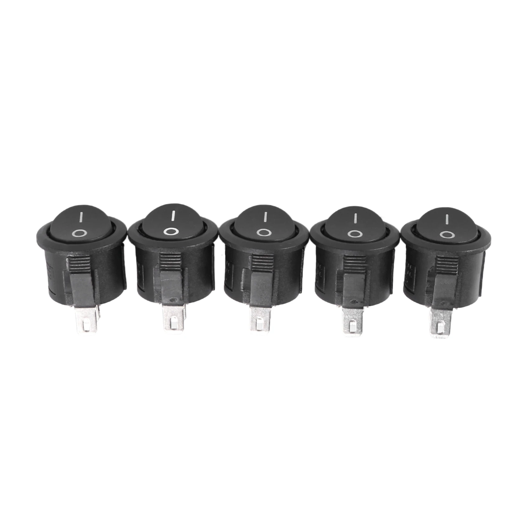 BAAE 5 Pcs SPST 검정색 버튼 켜기/끄기 라운드 로커 스위치 AC 6A/125V 3A/250V