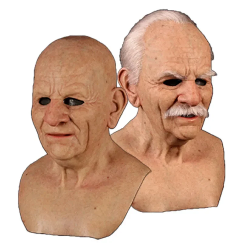 New Old Man Mask Halloween Party April Fool's Day Wrinkle Full For Head Mask Face Mask Party Supplies Thriller Cosplay Props image_1