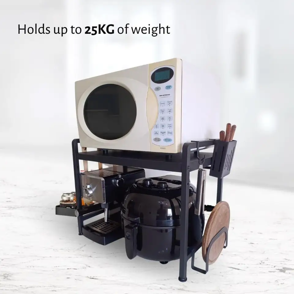Adjustable Microwave Rack with Spice Holder