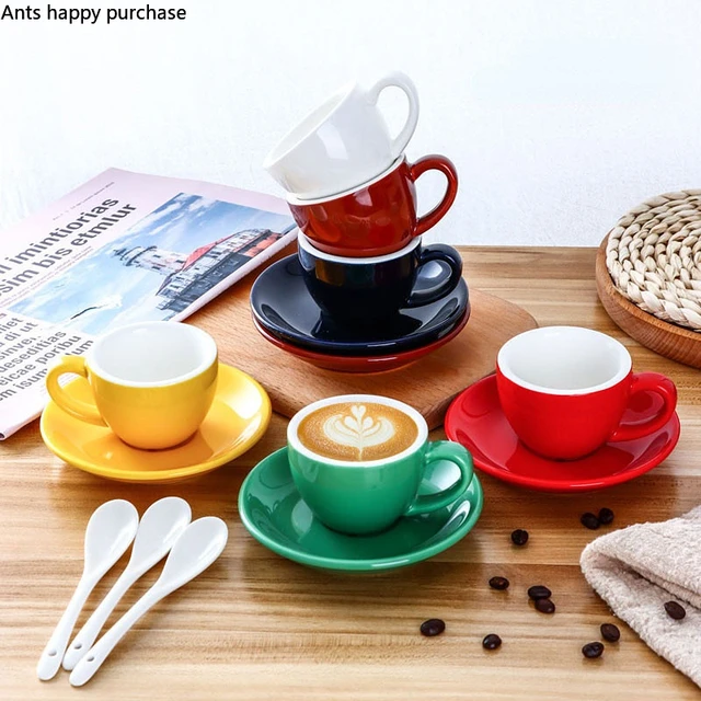 75ml Espresso Cup Thickened Ceramic Coffee Cup and Saucer Small Milk Tea  Cups Tea Mug Office