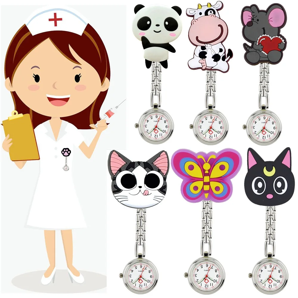 Bonitos animales de dibujos animados mariposa gato Panda Simple Hospital  Médico enfermera Doctor broche Clips relojes de bolsillo con batería de  repuesto| | - AliExpress