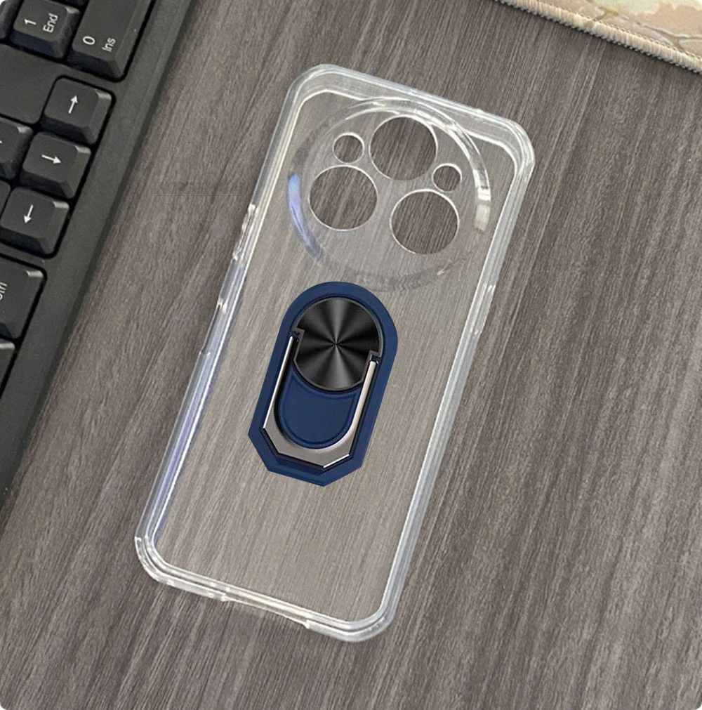 Enhanced Finger Ring Soft TPU Silicone Case with Built-in Phone Bracket